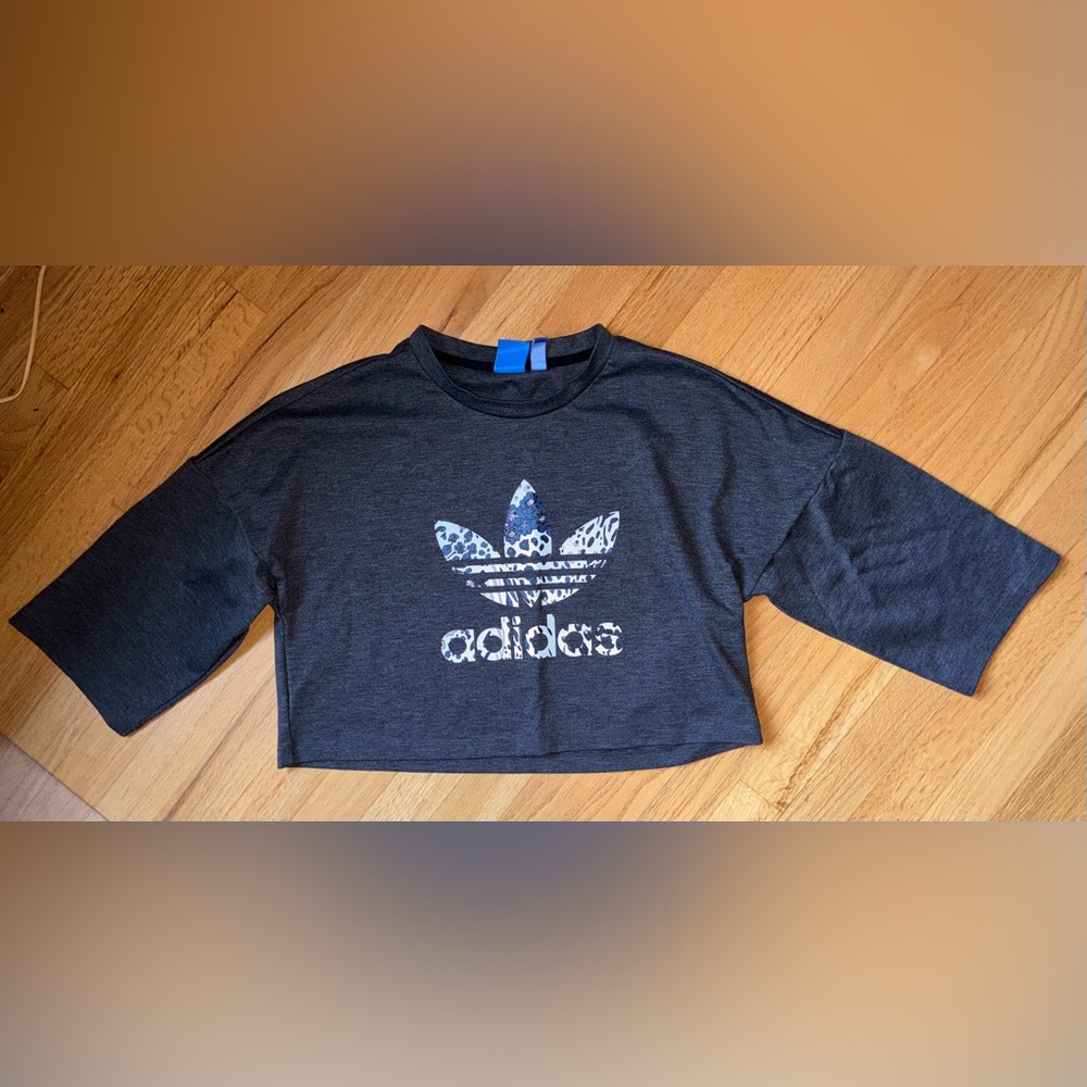 Adidas Cropped Short Sleeve Tee with Trefoil Logo